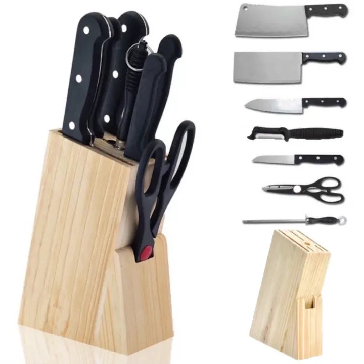 8pcs Kitchen Pine Knives Set With Wooden Holder, Kitchen Drawer Utensils Holder, Wooden Knife Organizer Case 8pcs Kitchen Pine Knives Set With Wooden Holder, Kitchen Drawer Utensils Holder, Wooden Knife Organizer Case